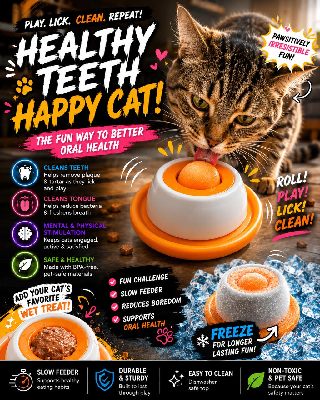 Pawnest™ Treat & Clean Lick Ball — Cats
